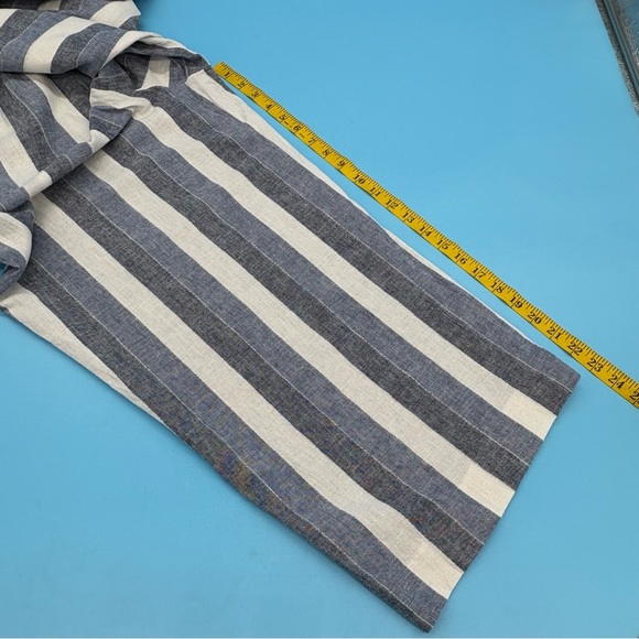 Lauren Conrad Linen Blend Wide Leg Cropped Pants Tan White Stripes New Womens XL - Picture 4 of 9